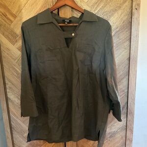 Jones New York Size Large Women’s Dark Green Long Sleeve Blouse